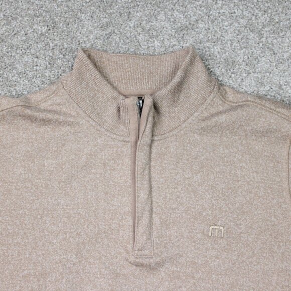 Travis Mathew Sweatshirt Mens Small Beige Hideaway 1/4 Zip Golf L/S Pullover - Picture 5 of 16
